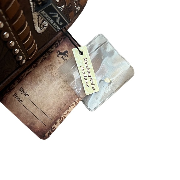 MONTANA WEST laser Cut-Out Buckle Brown Embossed Leather & Studs Concealed Carry - Picture 12 of 12